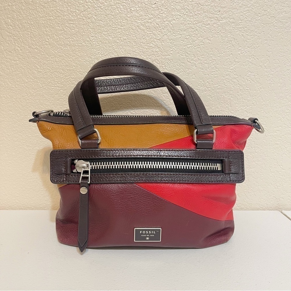 Fossil Dawson Patchwork Colorblock Leather Bag